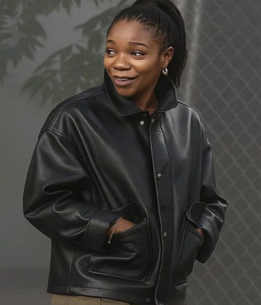 Naomi Ackie Clayface 2026 Black Leather Jacket