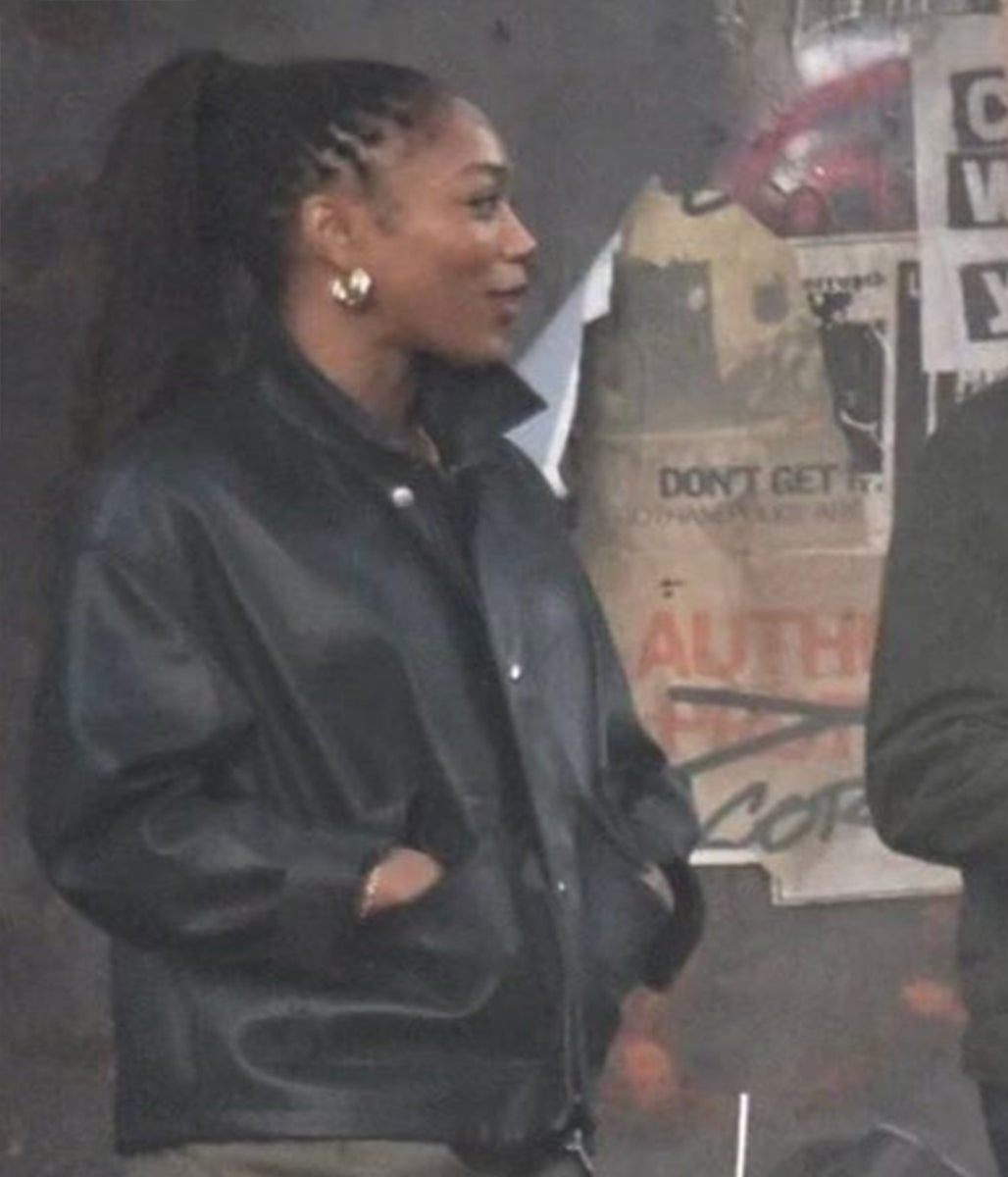 Naomi Ackie Clayface 2026 Black Leather Jacket