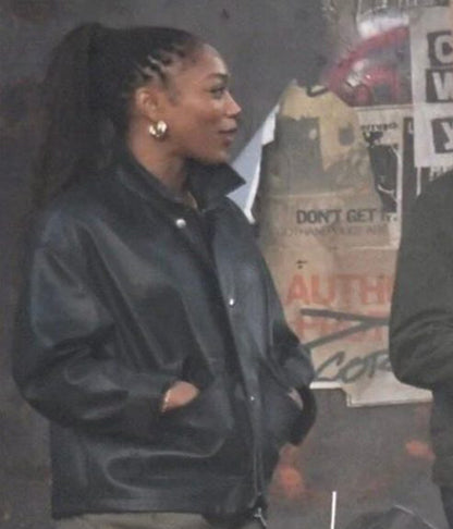 Naomi Ackie Clayface 2026 Black Leather Jacket