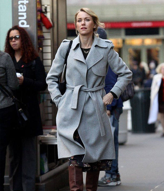 Naomi Watts Grey Wool Coat