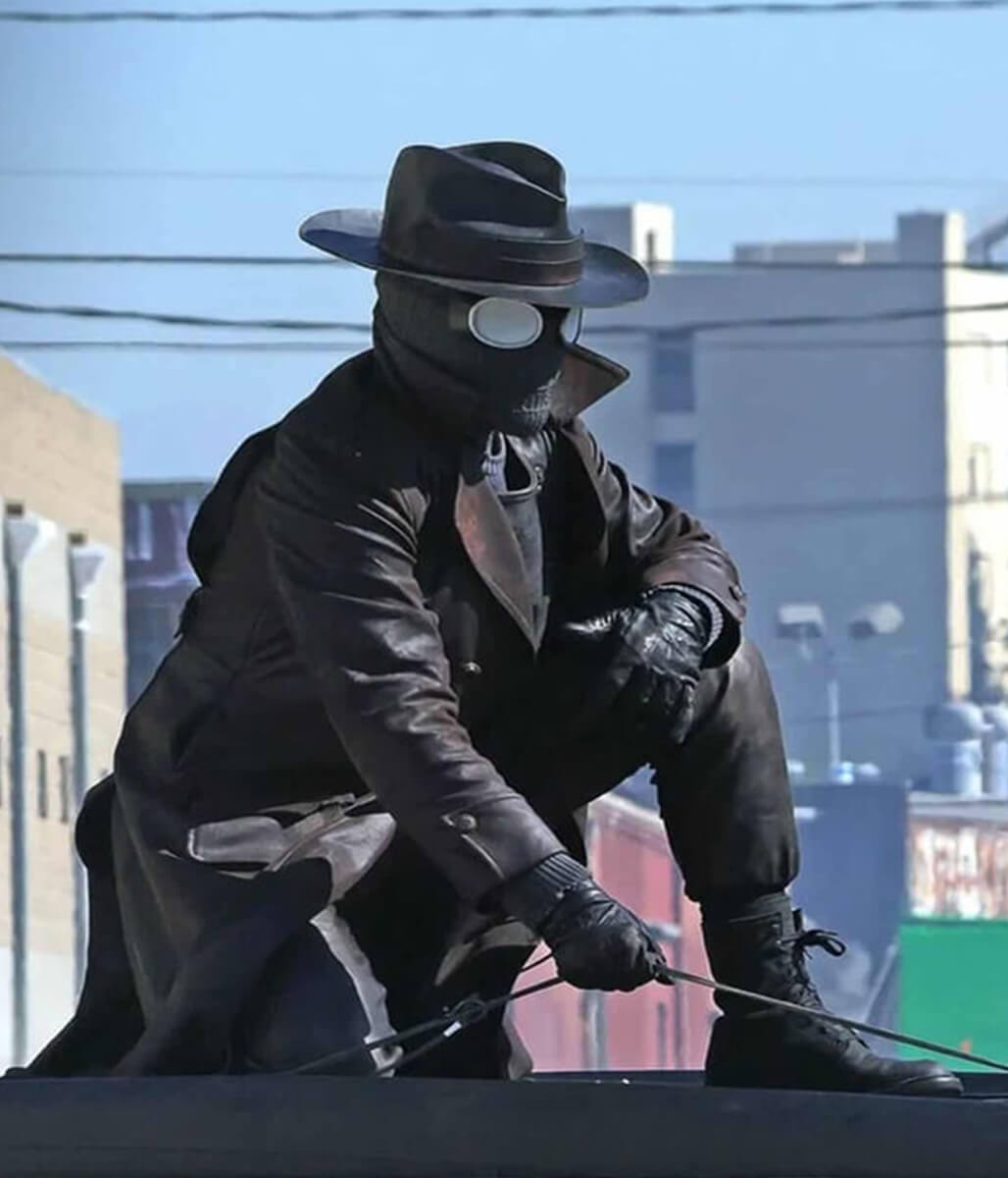 Nicolas Cage Spider Noir 2026 Brown Leather Coat