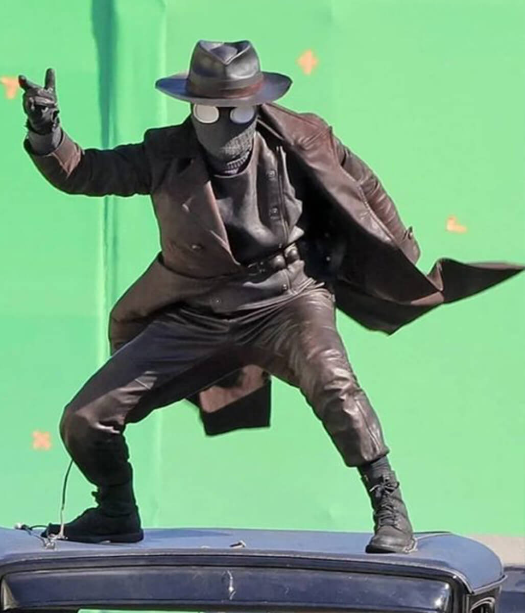 Nicolas Cage Spider Noir 2026 Brown Leather Coat