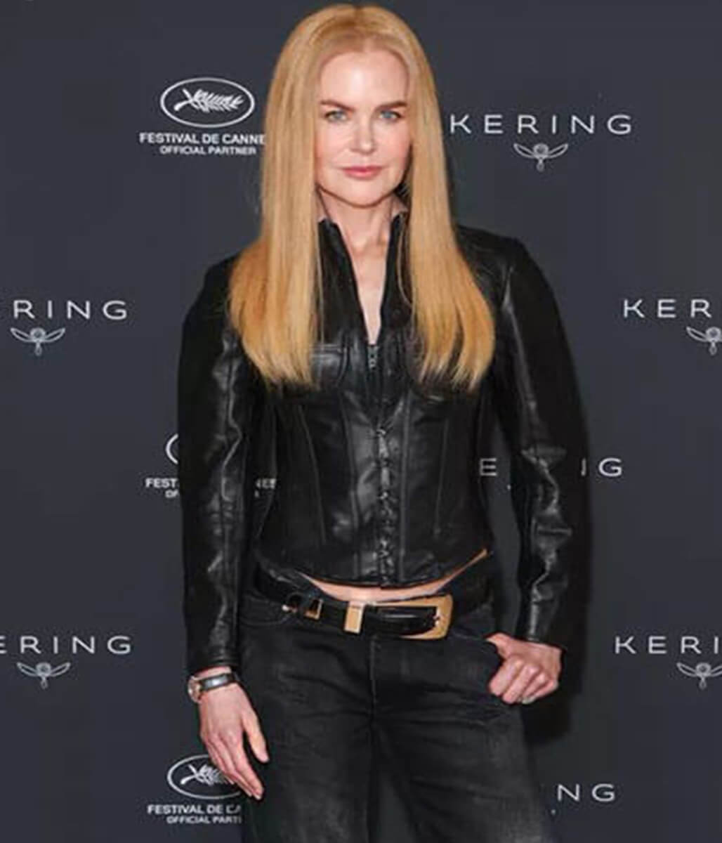 Nicole Kidman Cannes 2025 Black Leather Jacket