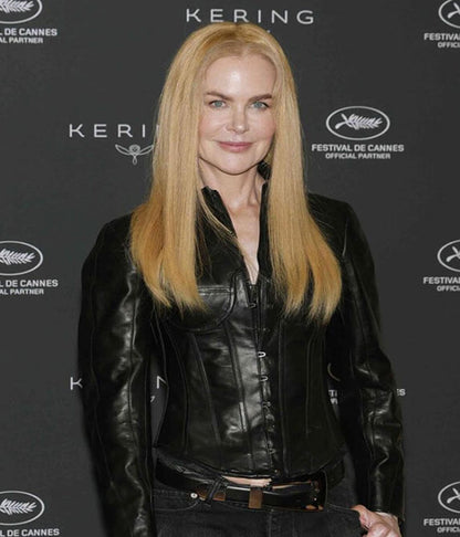 Nicole Kidman Cannes 2025 Black Leather Jacket