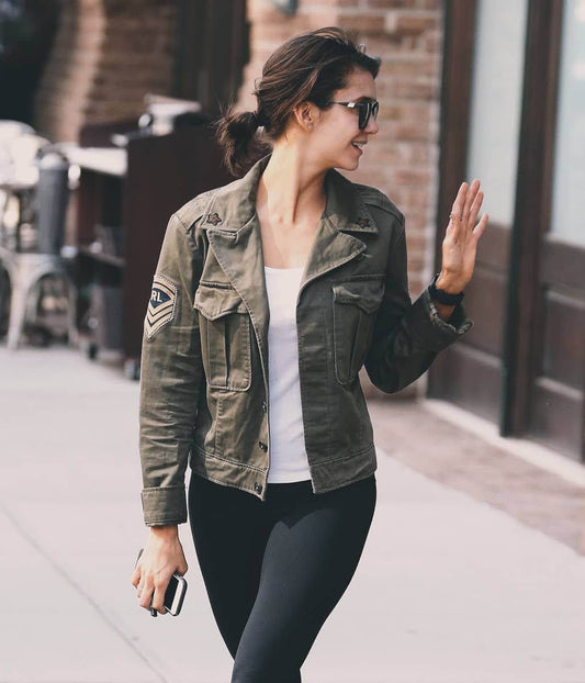 Nina Dobrev Green Cotton jacket