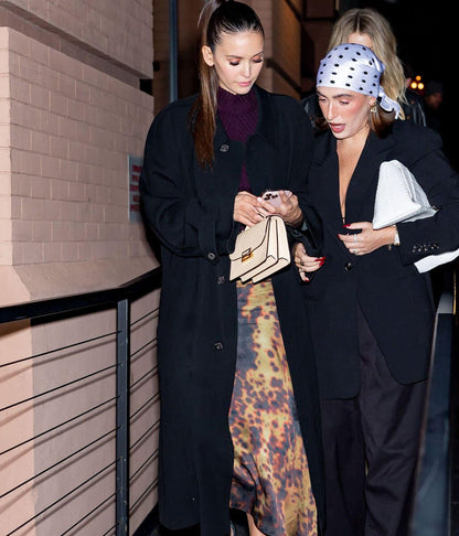 Nina Dobrev Navy Wool Long Coat