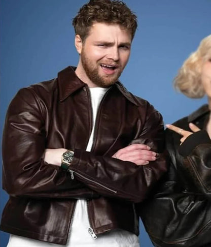 On My Mind 2025 Alex Warren Brown Leather Jacket