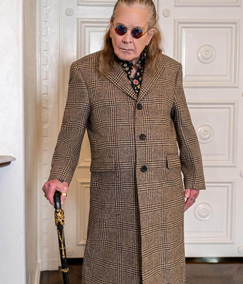 Ozzy Osbourne Checked Wool Coat