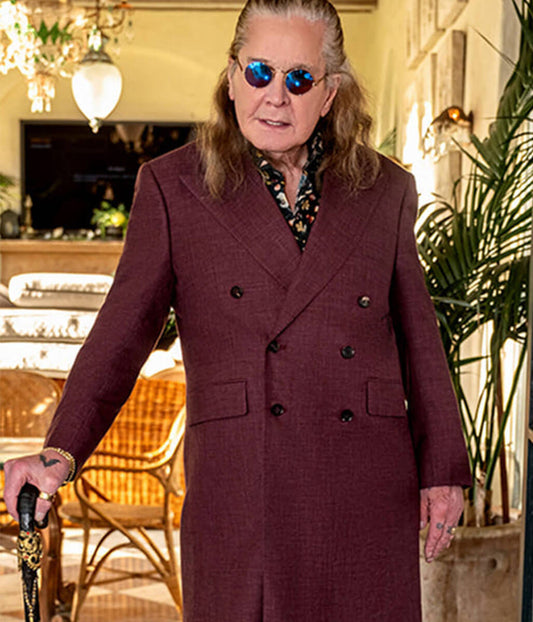 Ozzy Osbourne Maroon Wool Coat