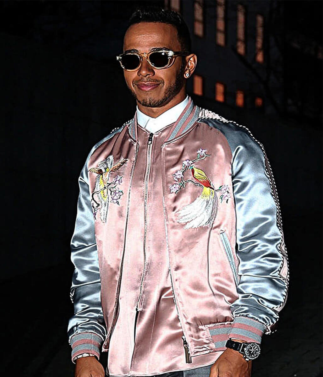 Paris Fashion Show Lewis Hemilton Pink Bomber Jacket