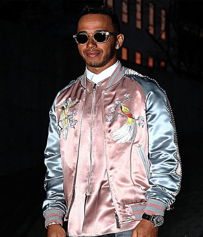 Paris Fashion Show Lewis Hemilton Pink Bomber Jacket