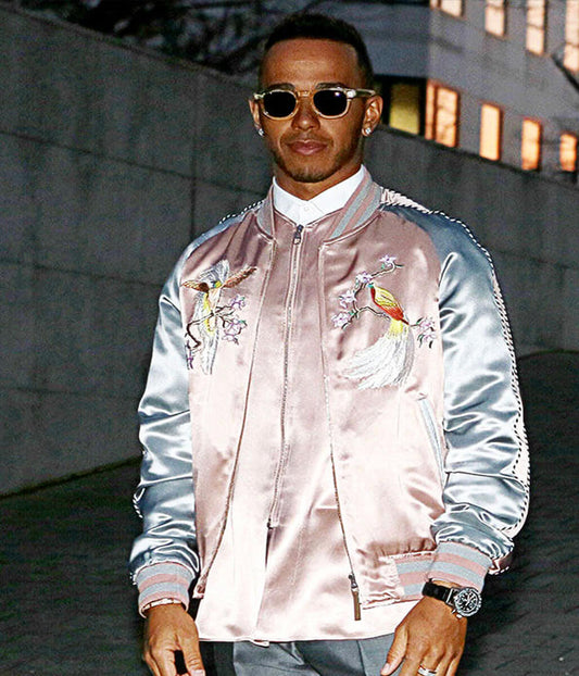 Paris Fashion Show Lewis Hemilton Pink Bomber Jacket