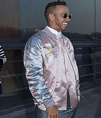 Paris Fashion Show Lewis Hemilton Pink Bomber Jacket