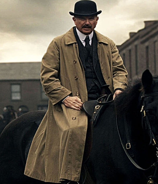 Peaky Blinders S02 Sam Neil Brown Trench Coat