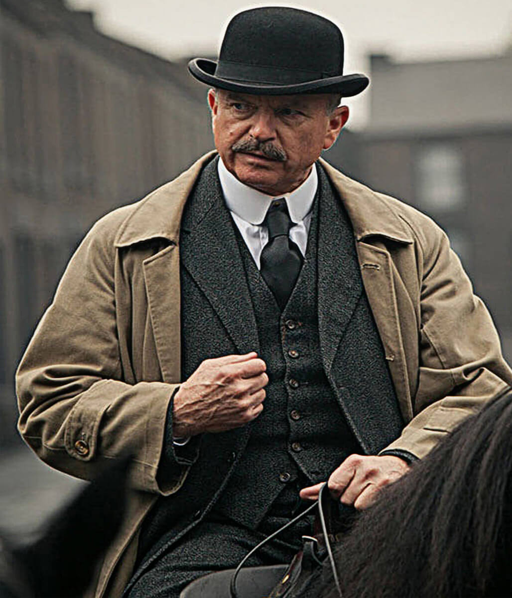 Peaky Blinders S02 Sam Neil Brown Trench Coat