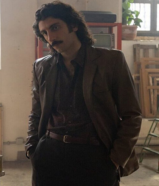 Pietro Castellitto The Big Fake 2026 Brown Leather Jacket
