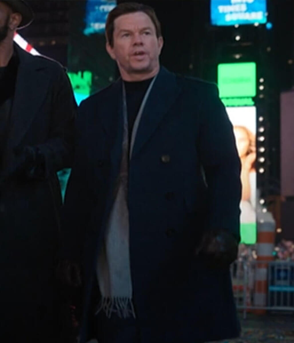 Play Dirty 2025 Mark Wahlberg Black Wool Coat