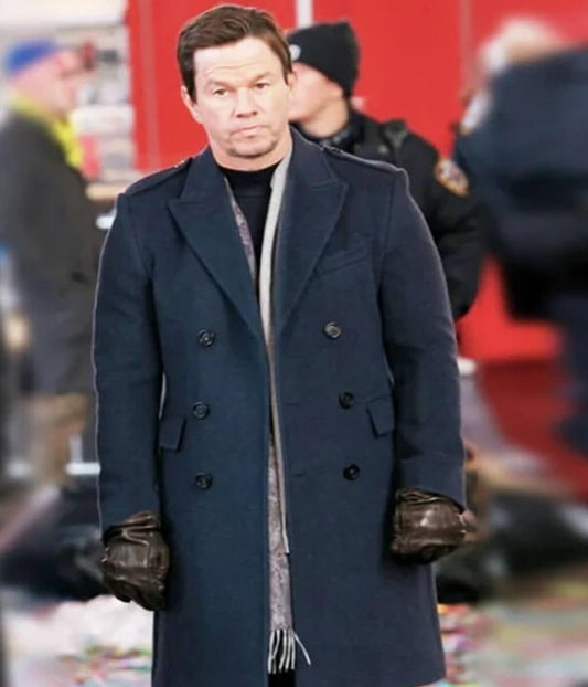 Play Dirty 2025 Mark Wahlberg Black Wool Coat