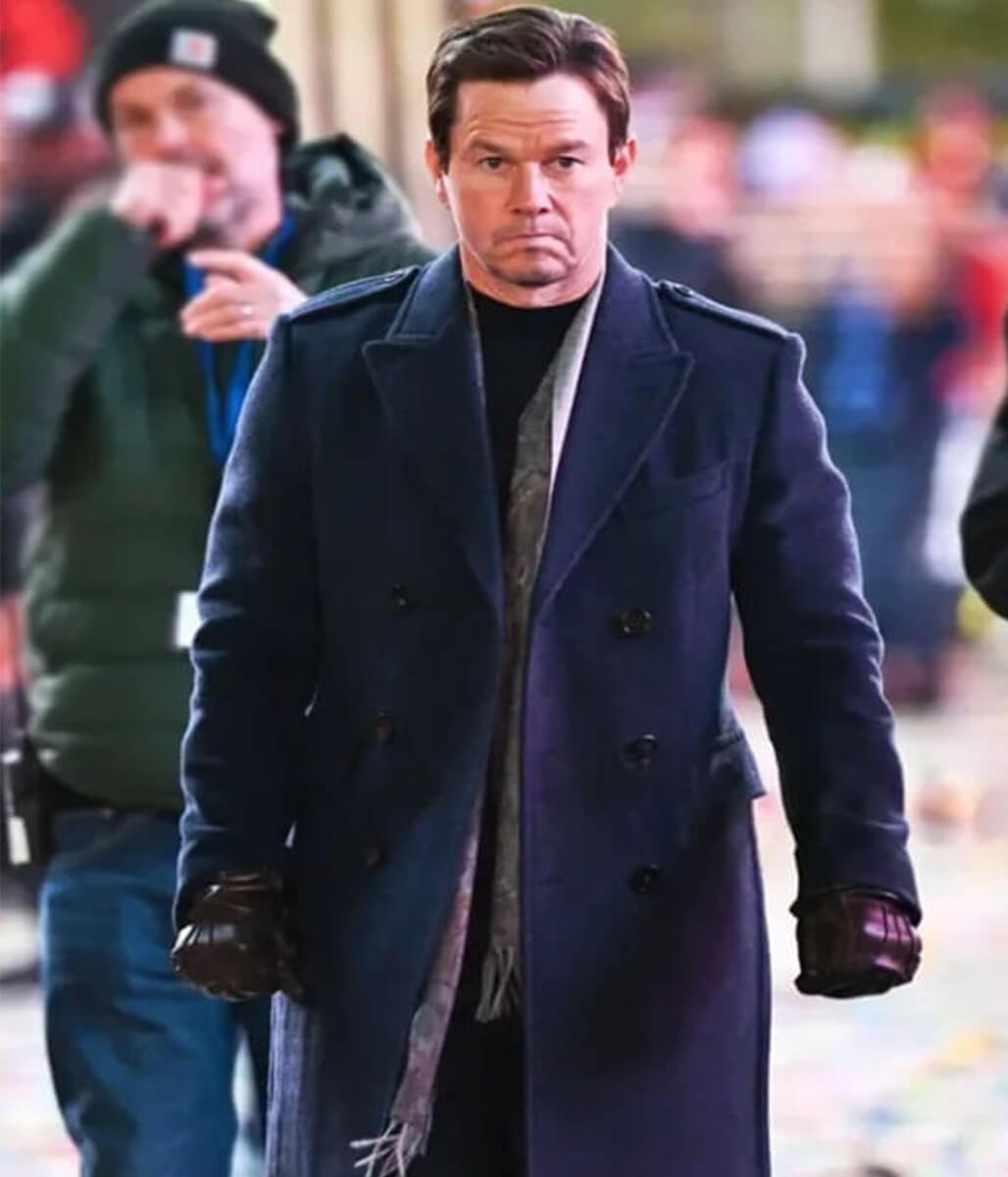 Play Dirty 2025 Mark Wahlberg Black Wool Coat