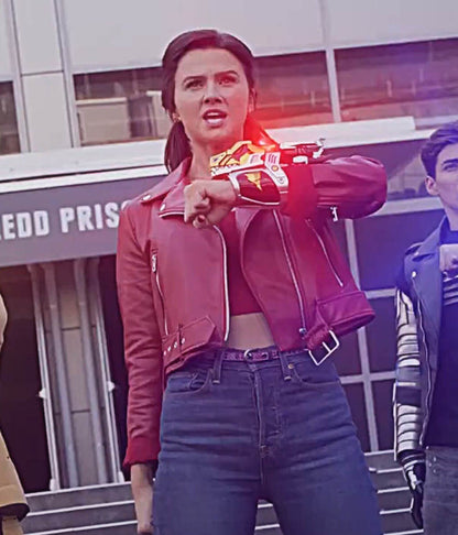 Power Rangers Dino Fury Hunter Dino Red Leather Jacket