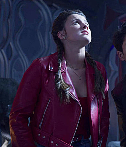 Power Rangers Dino Fury Hunter Dino Red Leather Jacket