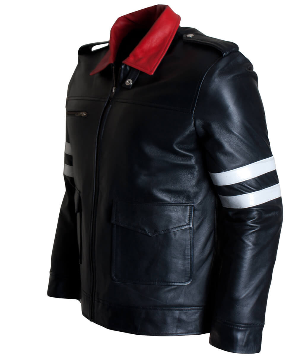 Prototype Alex Mercer Dragon Embroidered Black Leather Jacket