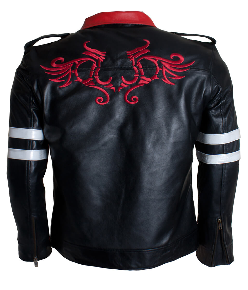 Prototype Alex Mercer Dragon Embroidered Black Leather Jacket