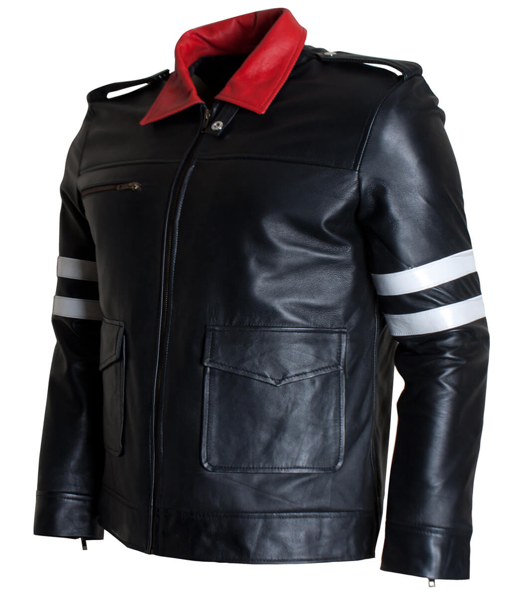 Prototype Alex Mercer Dragon Embroidered Black Leather Jacket