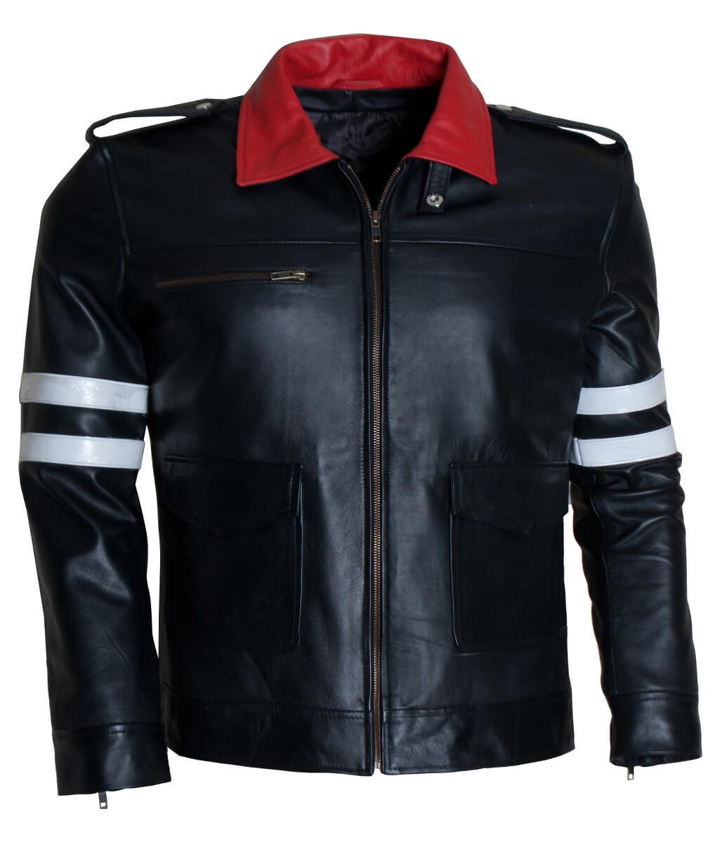Prototype Alex Mercer Dragon Embroidered Black Leather Jacket