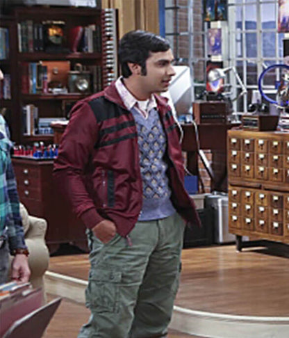 Raj Koothrappail Big Bang Theory S03 Maroon Atletic Jacket