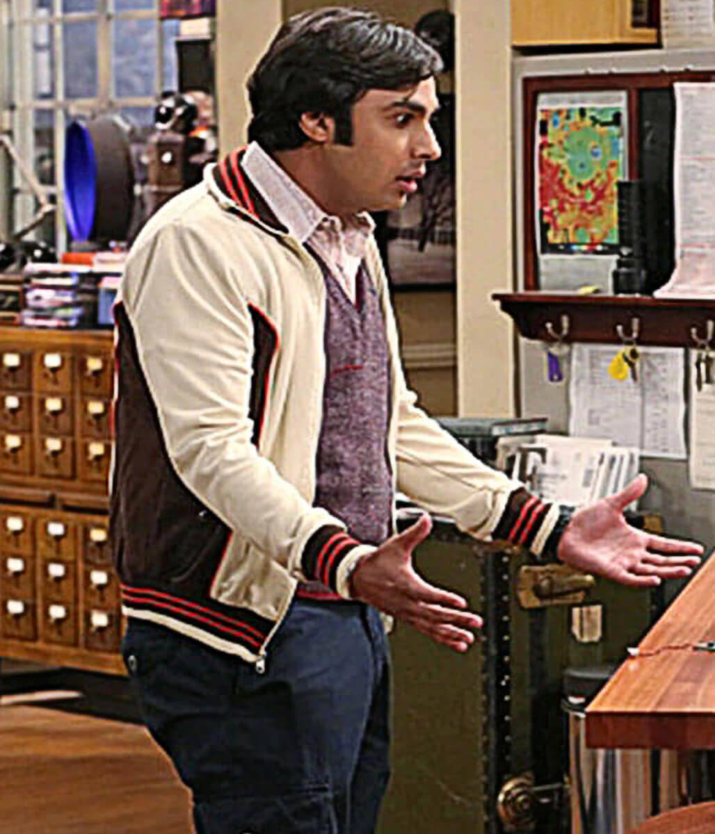Raj Koothrappali Big Bang Theory S05 White Bomber Jacket