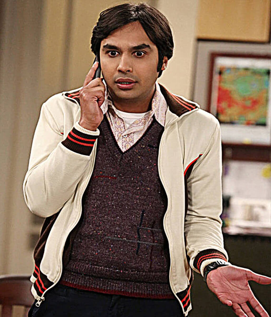 Raj Koothrappali Big Bang Theory S05 White Bomber Jacket