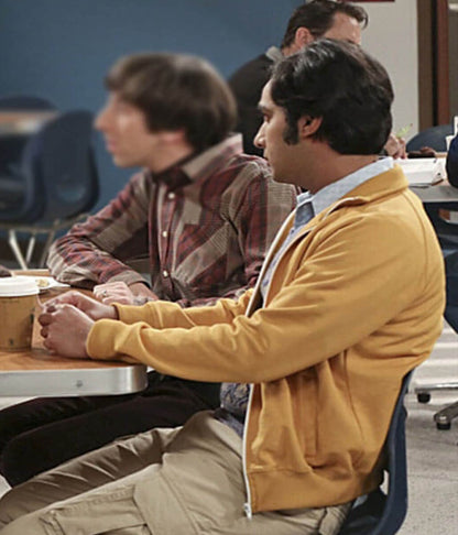 Raj Koothrappali Big Bang Theory S07 Yellow ZipUp Jacket