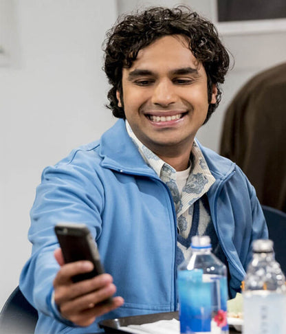 Raj Koothrappli Big Bang Theory S08 Blue Zipup Jacket