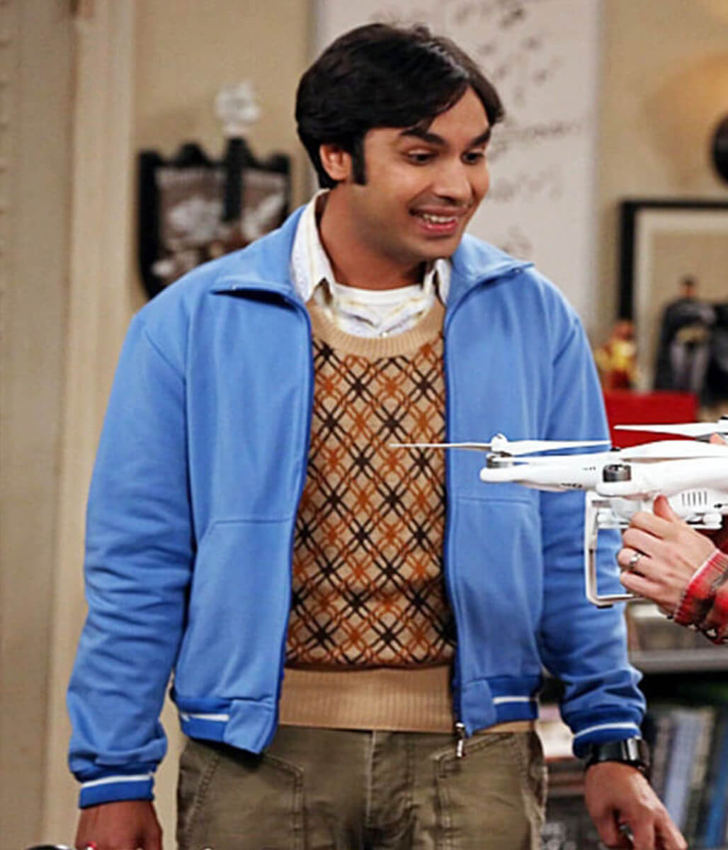 Raj Koothrappli Big Bang Theory S08 Blue Zipup Jacket