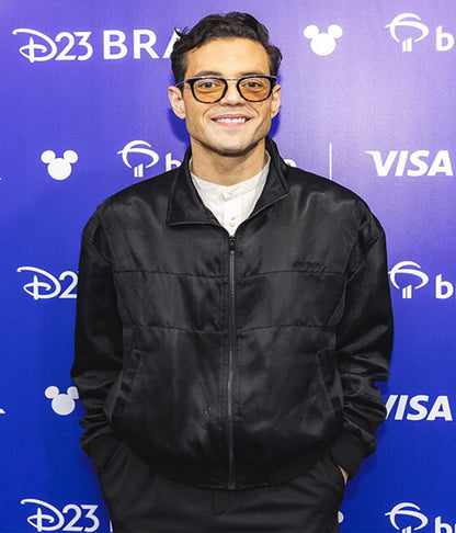 Rami Malek The Amateur 2025 Black Satin Jacket