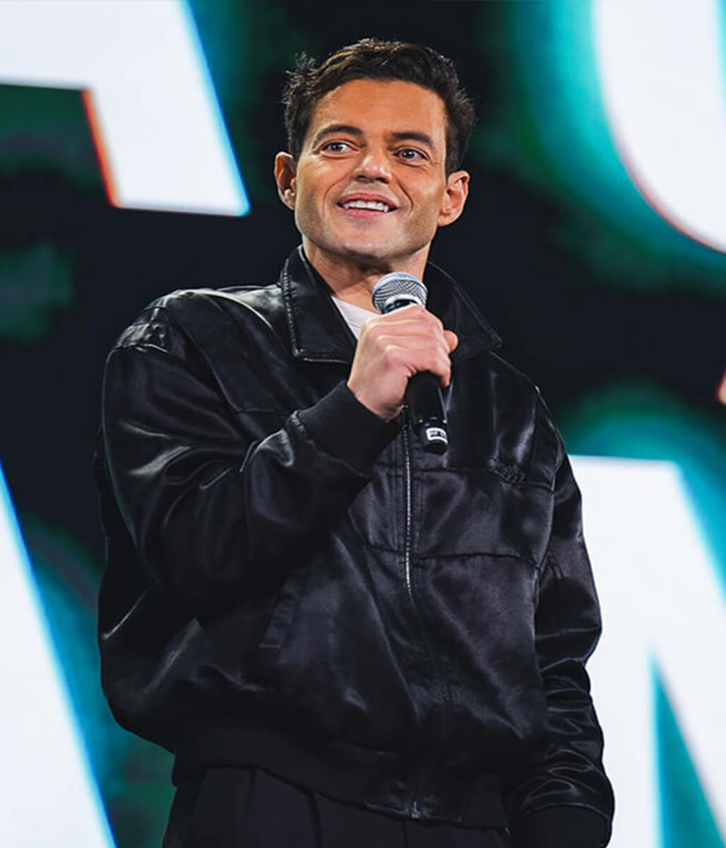 Rami Malek The Amateur 2025 Black Satin Jacket