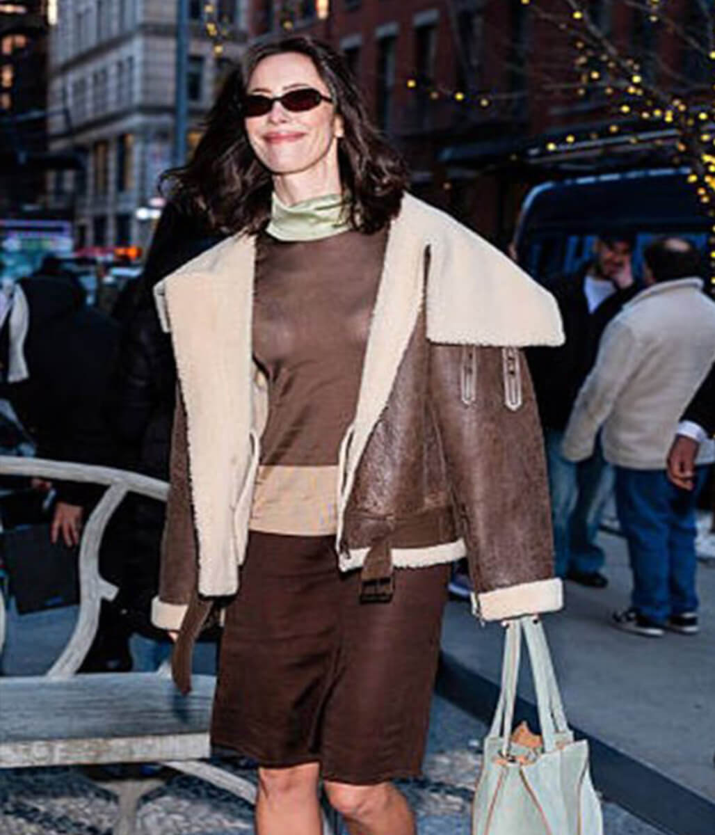Rebecca Hall NYC 2026 Brown Shearling Leather Jacket