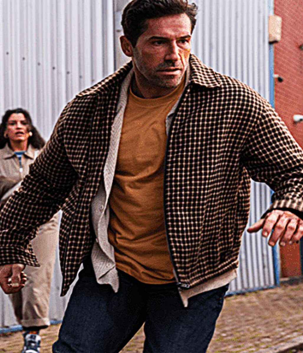 Reckless 2026 Scott Adkins Plaid Brown Fabric Jacket