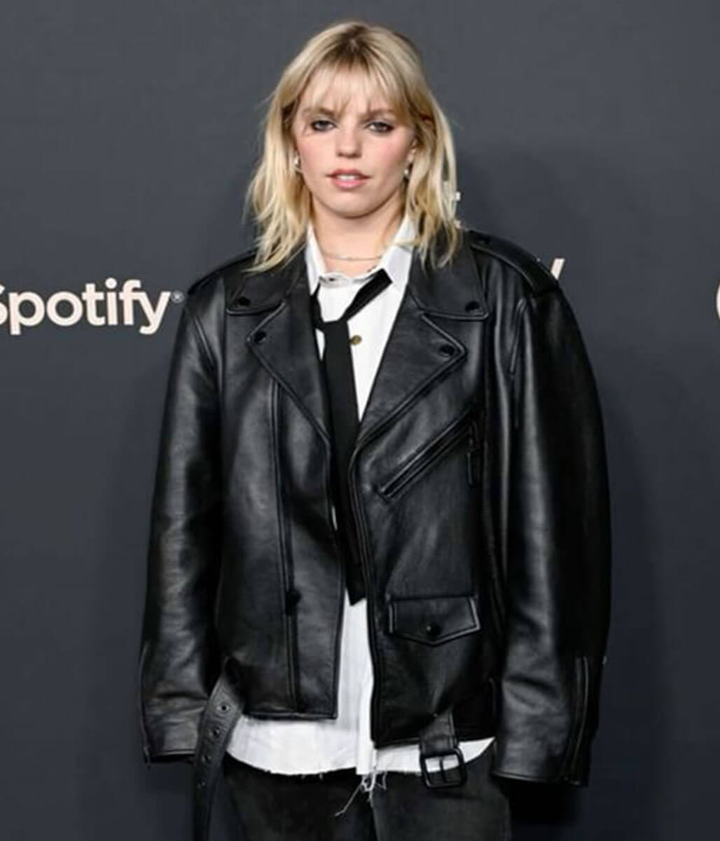 Renee Rapp Black Leather Biker Jacket