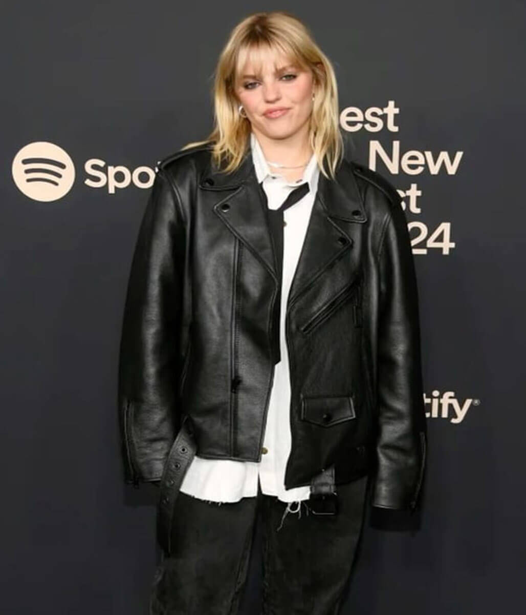 Renee Rapp Black Leather Biker Jacket