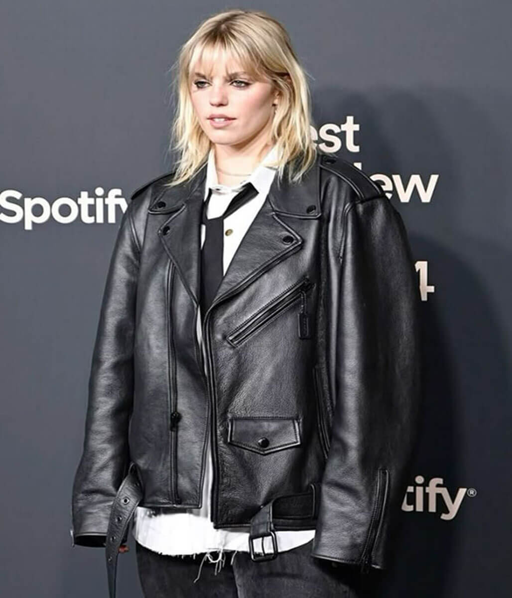 Renee Rapp Black Leather Biker Jacket