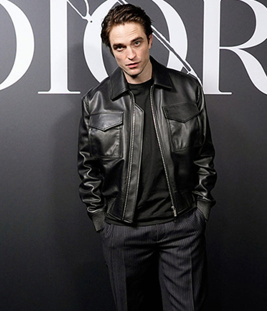 Robert Pattinson Black Leather Jacket
