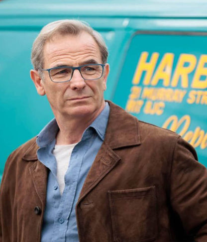 Robson Green The Game 2025 Brown Suede Jacket