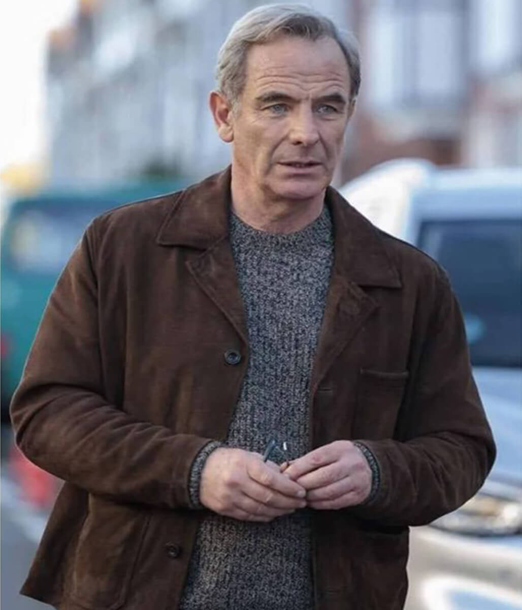 Robson Green The Game 2025 Brown Suede Jacket