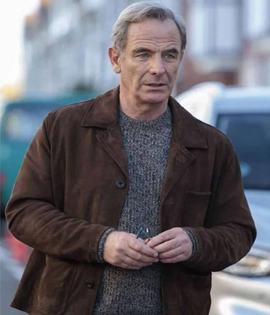 Robson Green The Game 2025 Brown Suede Jacket
