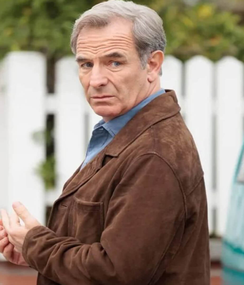 Robson Green The Game 2025 Brown Suede Jacket