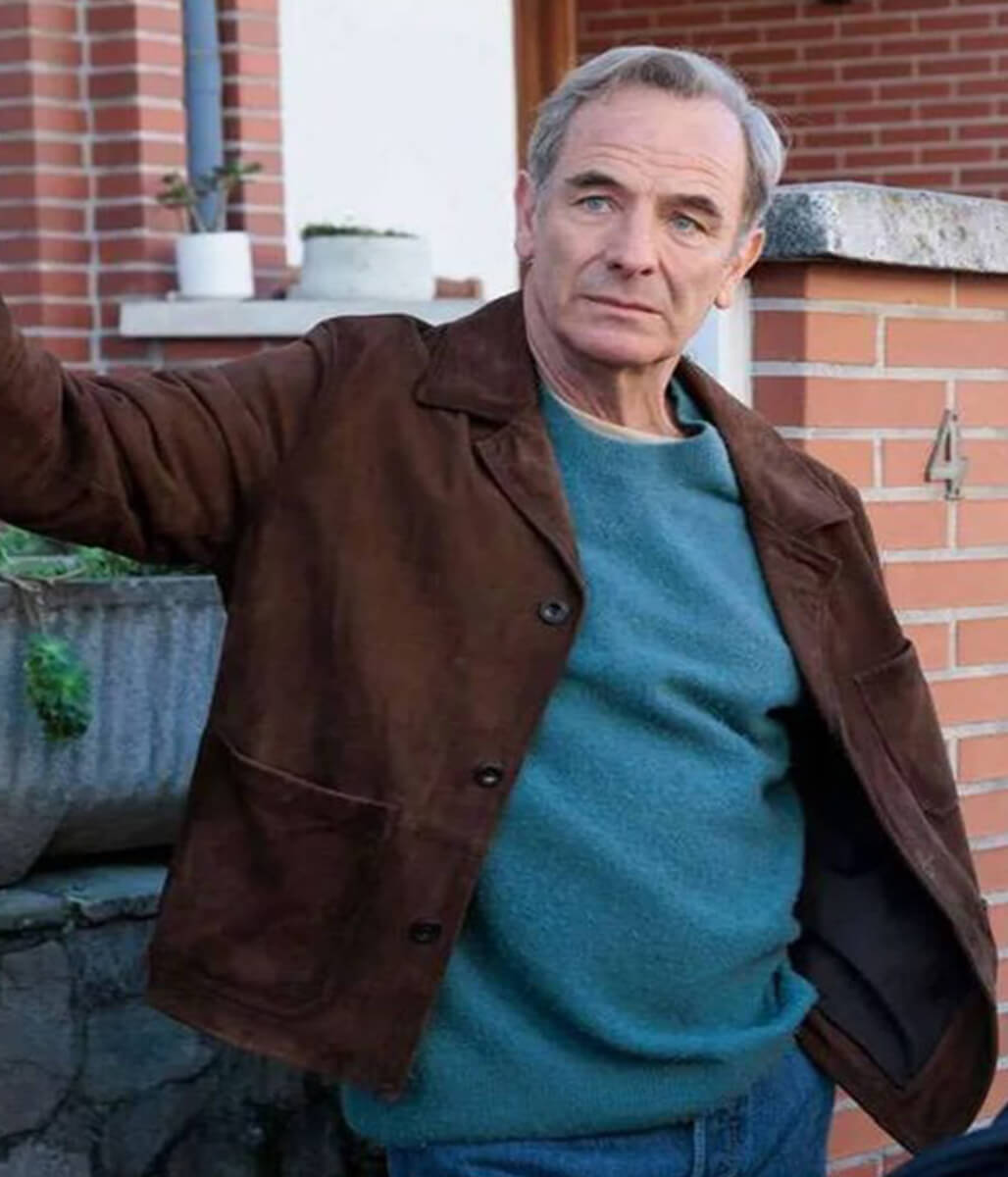 Robson Green The Game 2025 Brown Suede Jacket