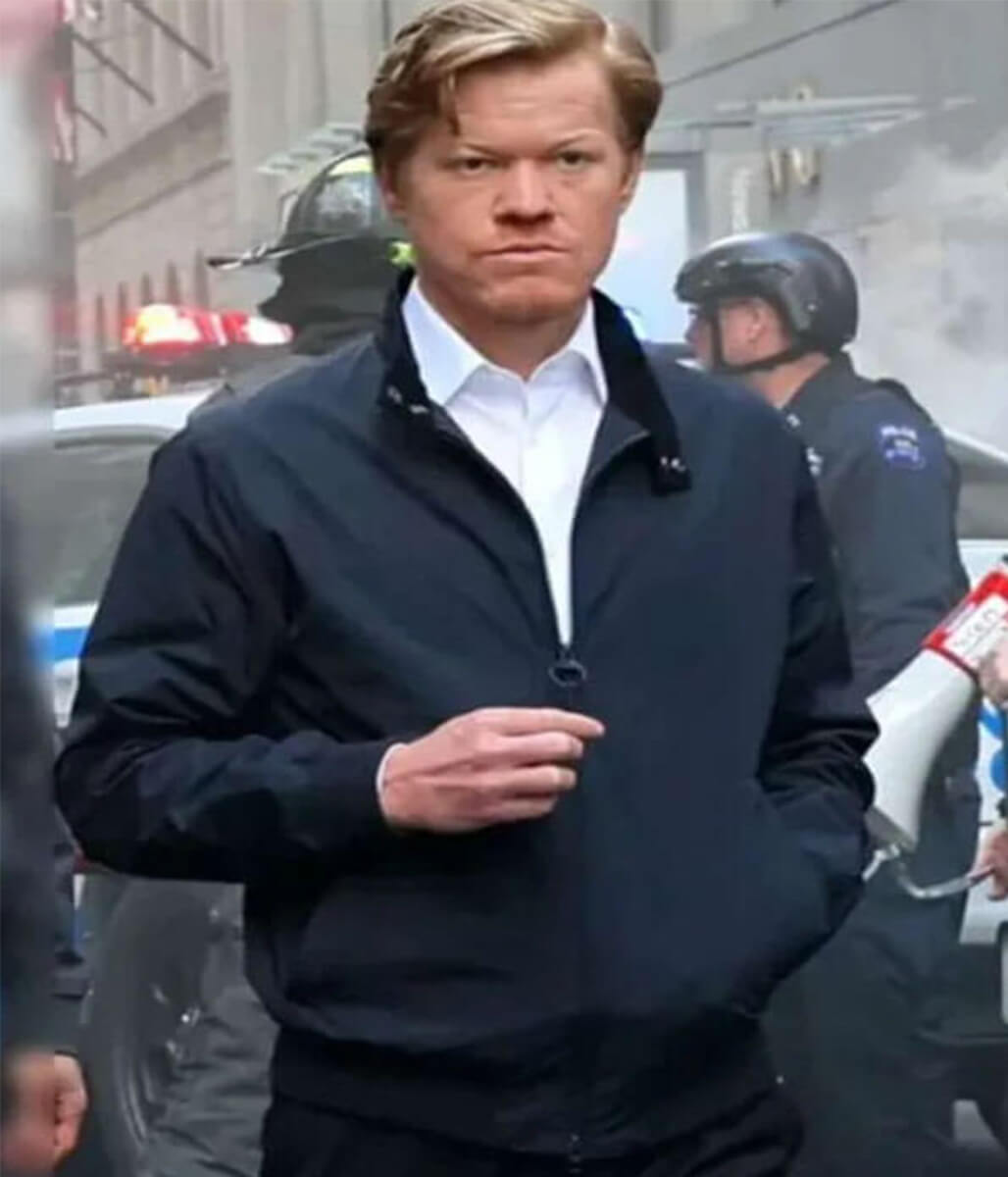 Roger Carlson Zero Day 2025 Jesse Plemons Blue Jacket