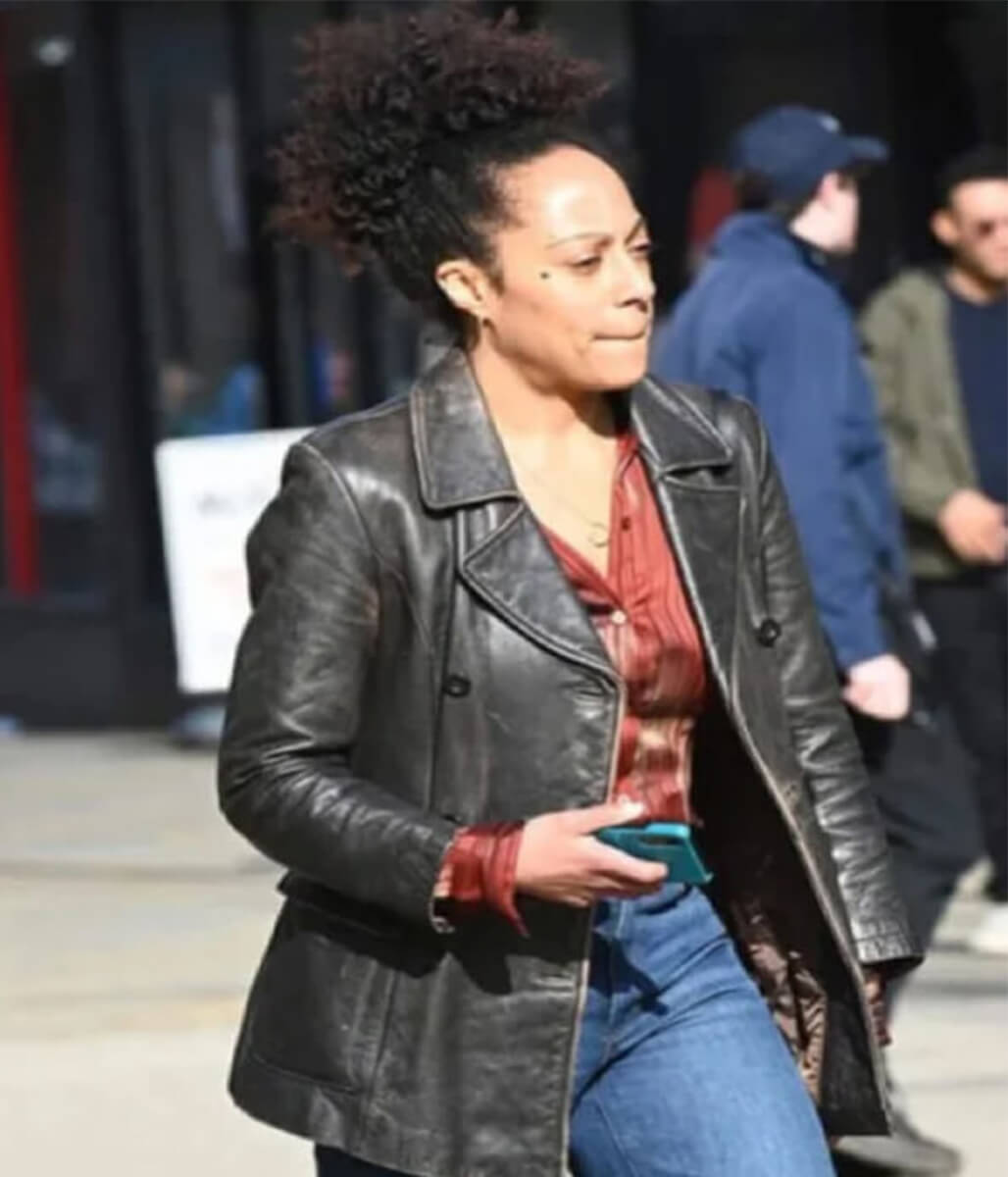 Rosalind Eleazar Missing You 2025 Black Leather Blazer